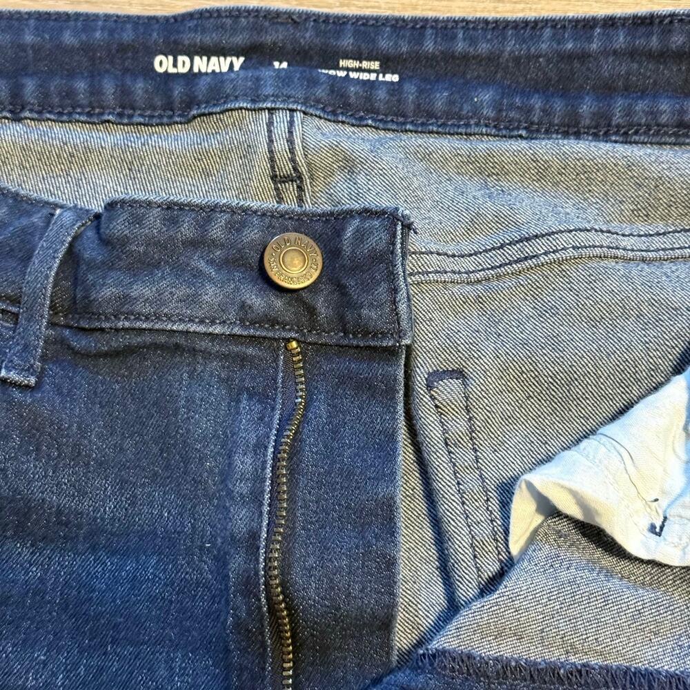 Old Navy High Rise Wow Wide Leg Jeans Dark Wash Stretch Women’s Size 14 - Picture 3 of 7